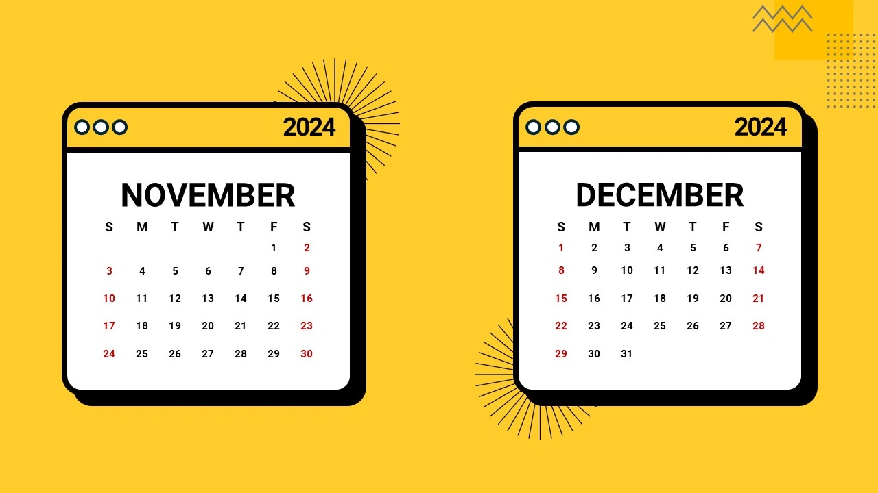 November and December Canendar 2024 PPT Template