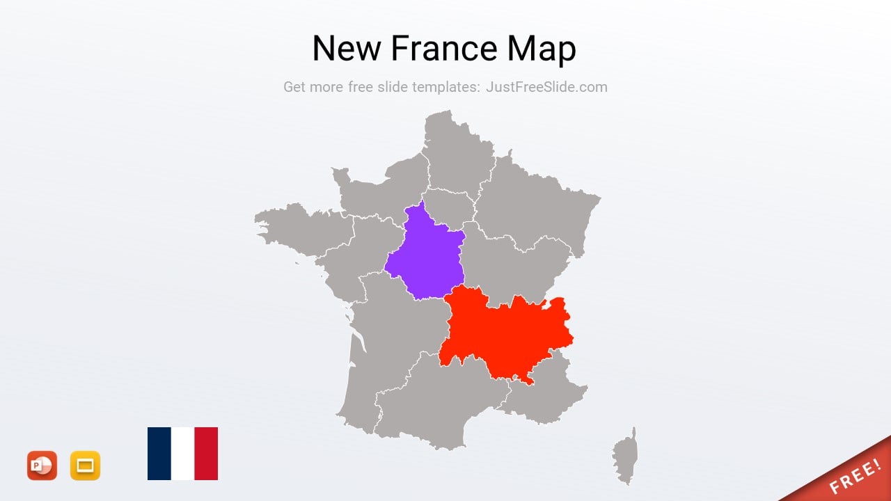 Editable New France Map for PowerPoint (13 Regions)