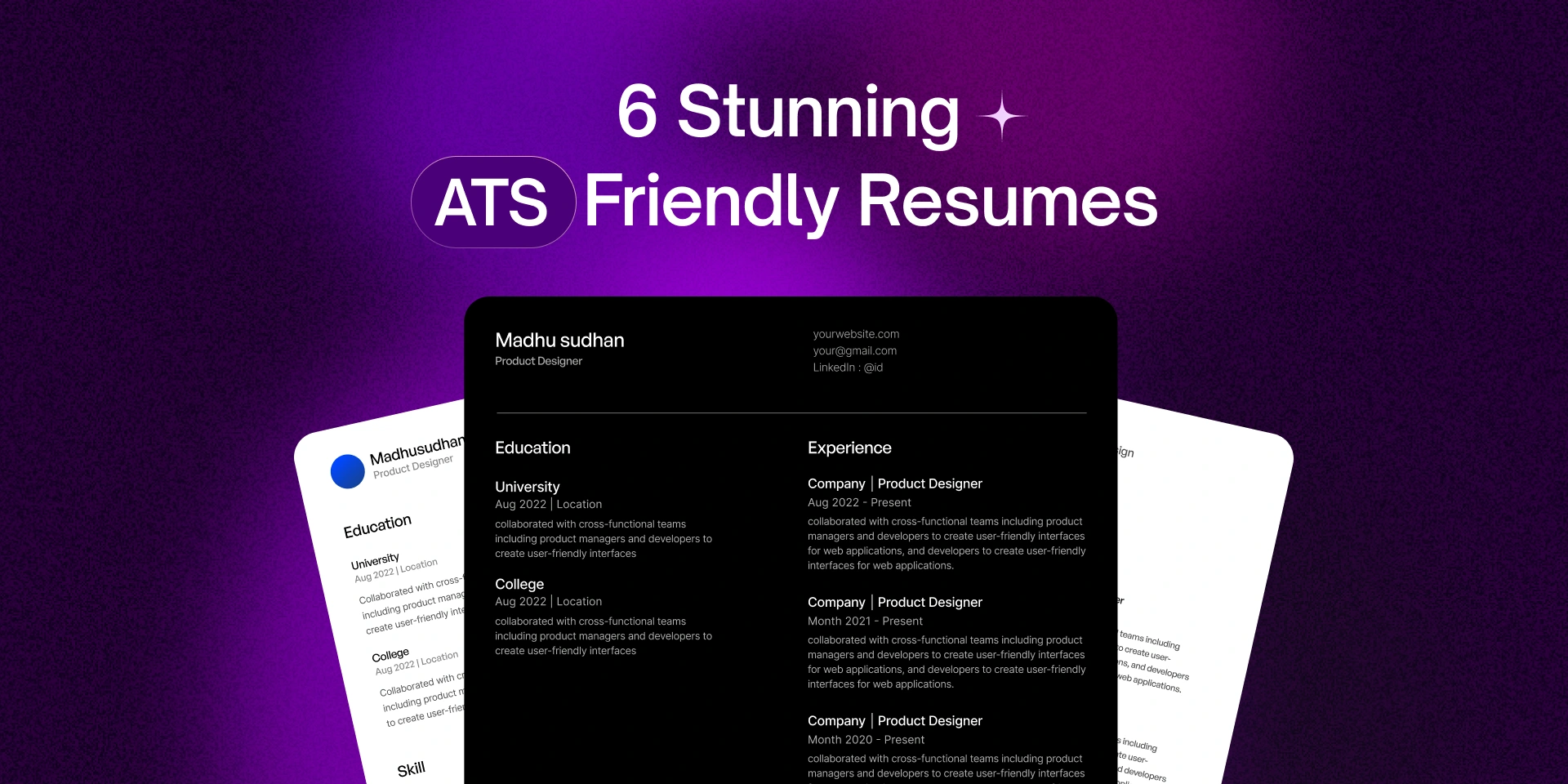Stunning ATS Friendly Resumes