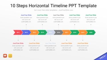 10 Steps Horizontal Timeline PPT Template