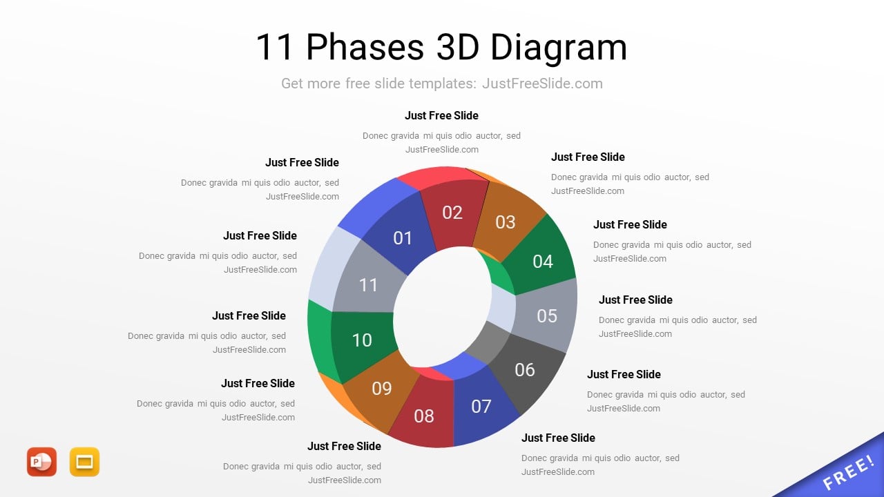 11 Phases 3D Diagram Slide Template