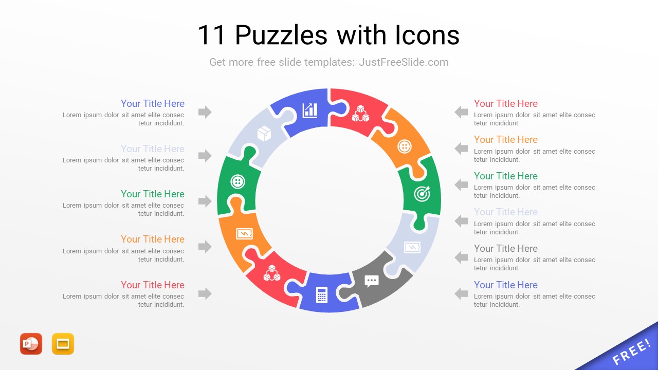 11 Puzzles with Icons PowerPoint Design