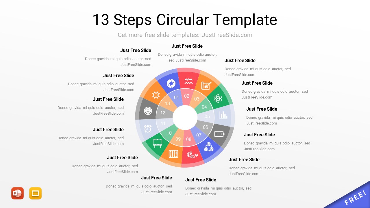 13 Steps Circular Presentation Template