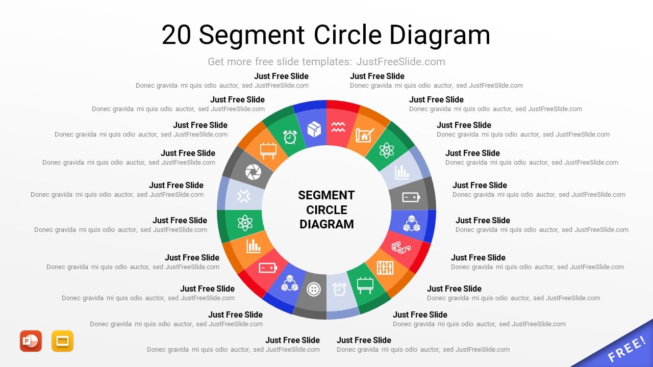 20 Segment Circle Diagram PPT Template