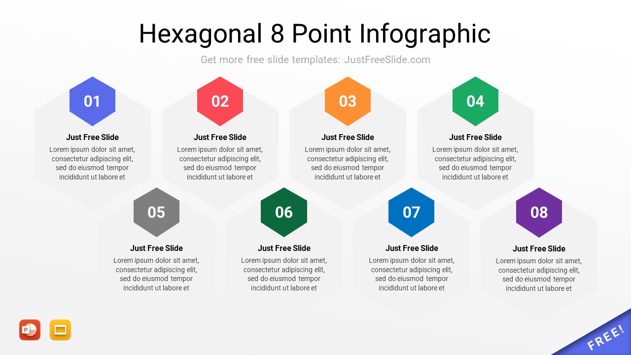 Hexagonal 8 Point Infographic for PowerPoint