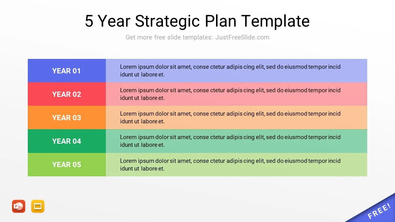 5 Year Strategic Plan PPT Template | Just Free Slide