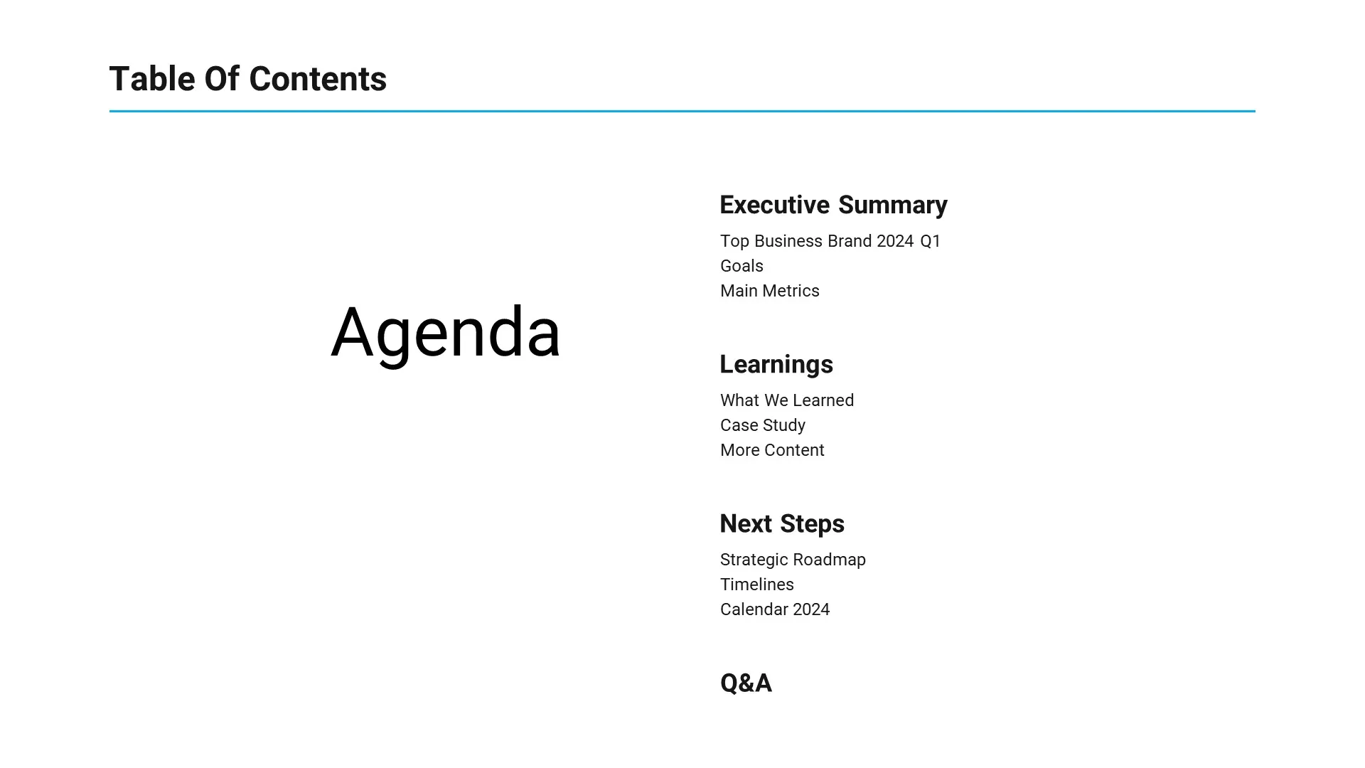 Free Quarterly Business Review Presentation Agenda