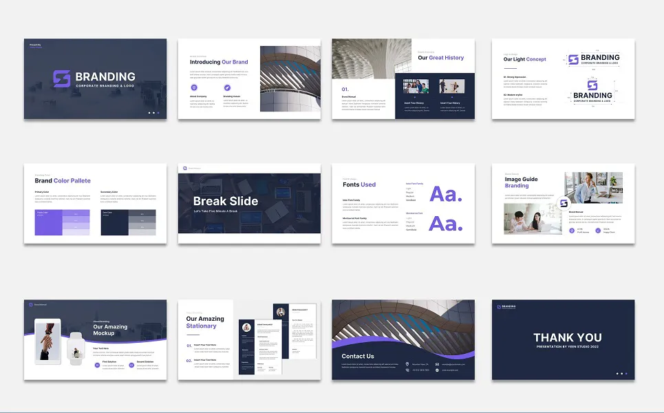 Free Brand Manual Presentation PowerPoint Template Preview