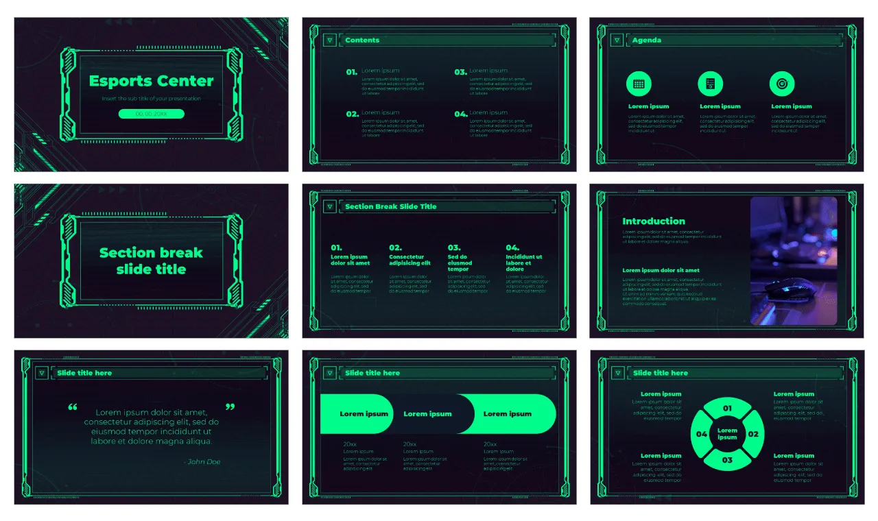 free E-sports Center Presentation Template Preview