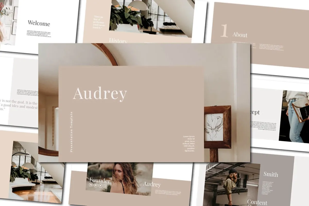 Audrey Free fashion PowerPoint & Google Slides Template