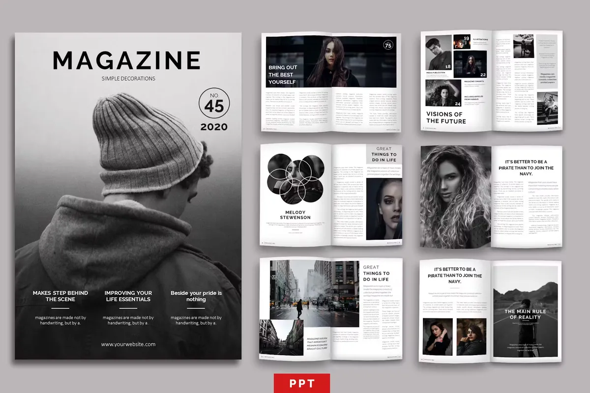 Magazine Layout Powerpoint Template