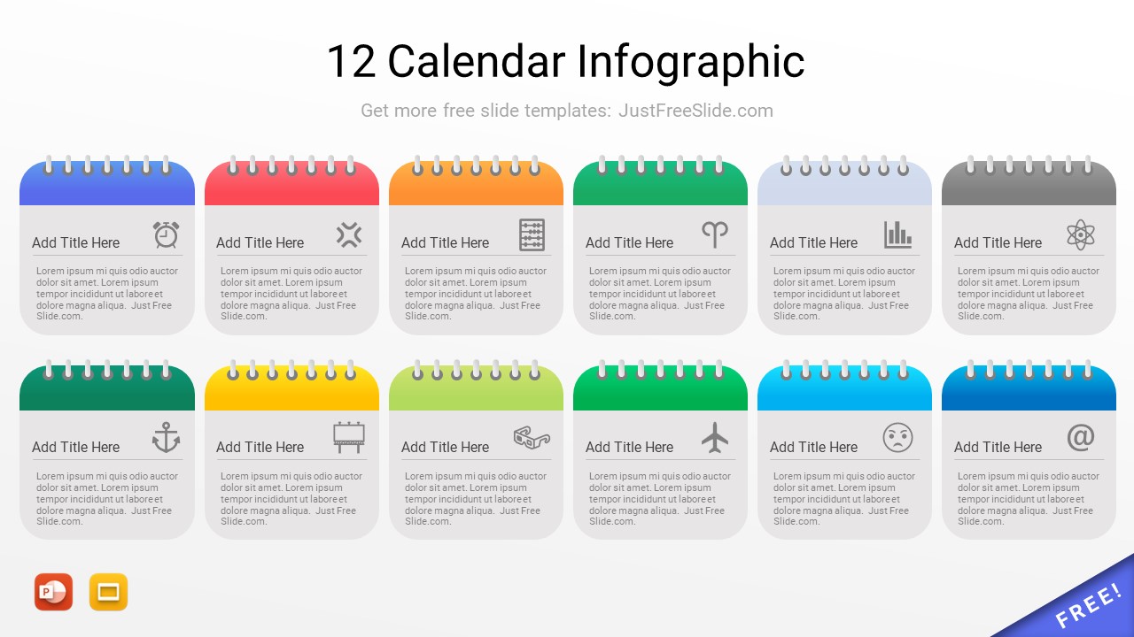 12 Months Calendar Infographic PPT Free Download | Just Free Slide