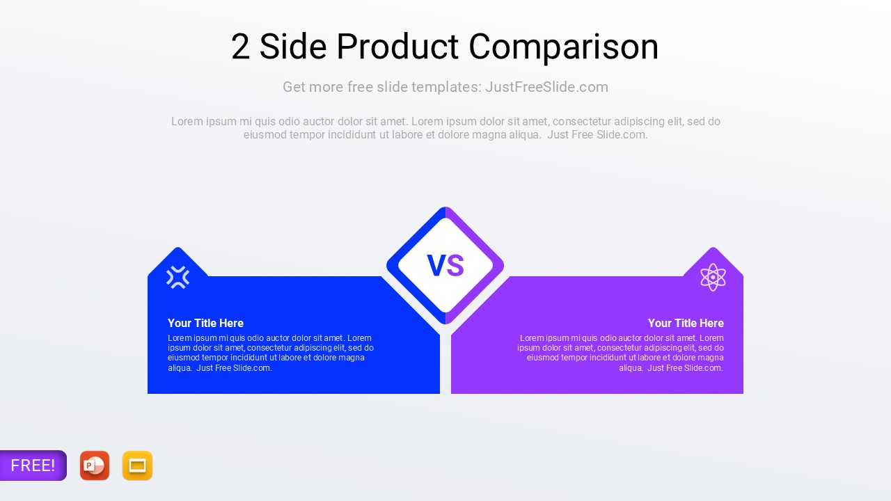 Free 2 Side Product Comparison PowerPoint Infographic | Just Free Slide