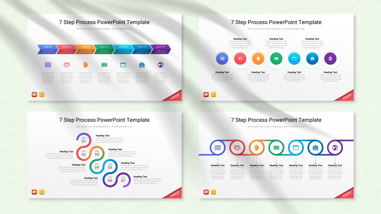 7 Step Process PowerPoint Template Free Download | Just Free Slide