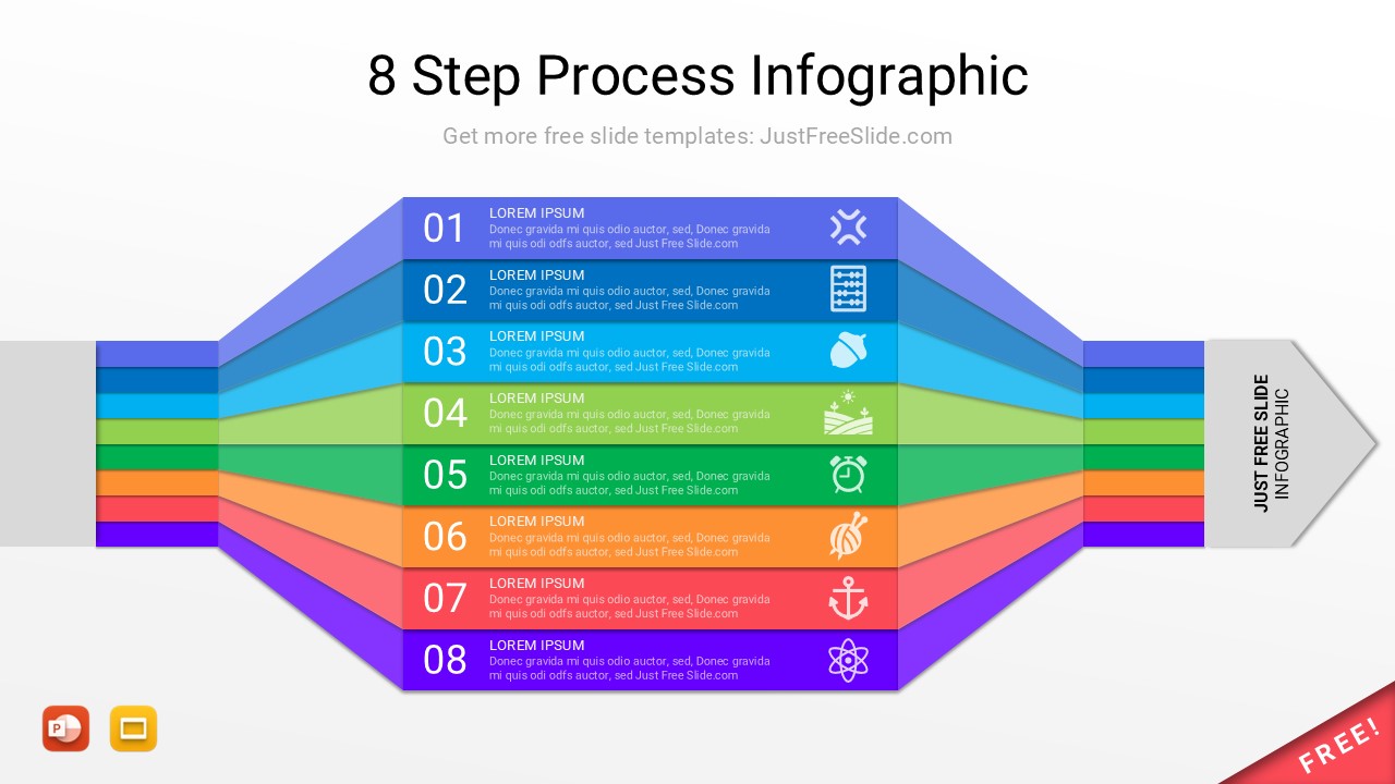 8 Step Process Infographic PPT Free Download | Just Free Slide