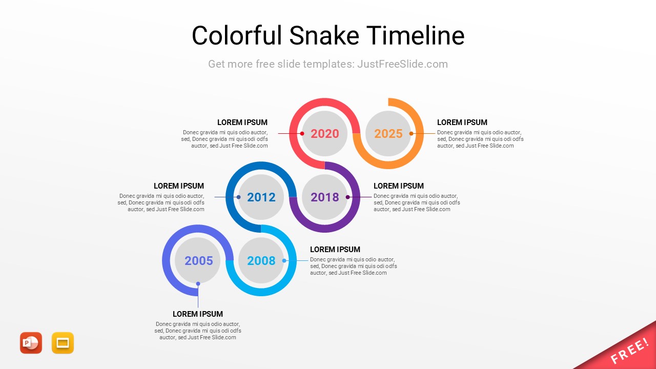 Colorful Snake Timeline PowerPoint Template Free Download | Just Free Slide