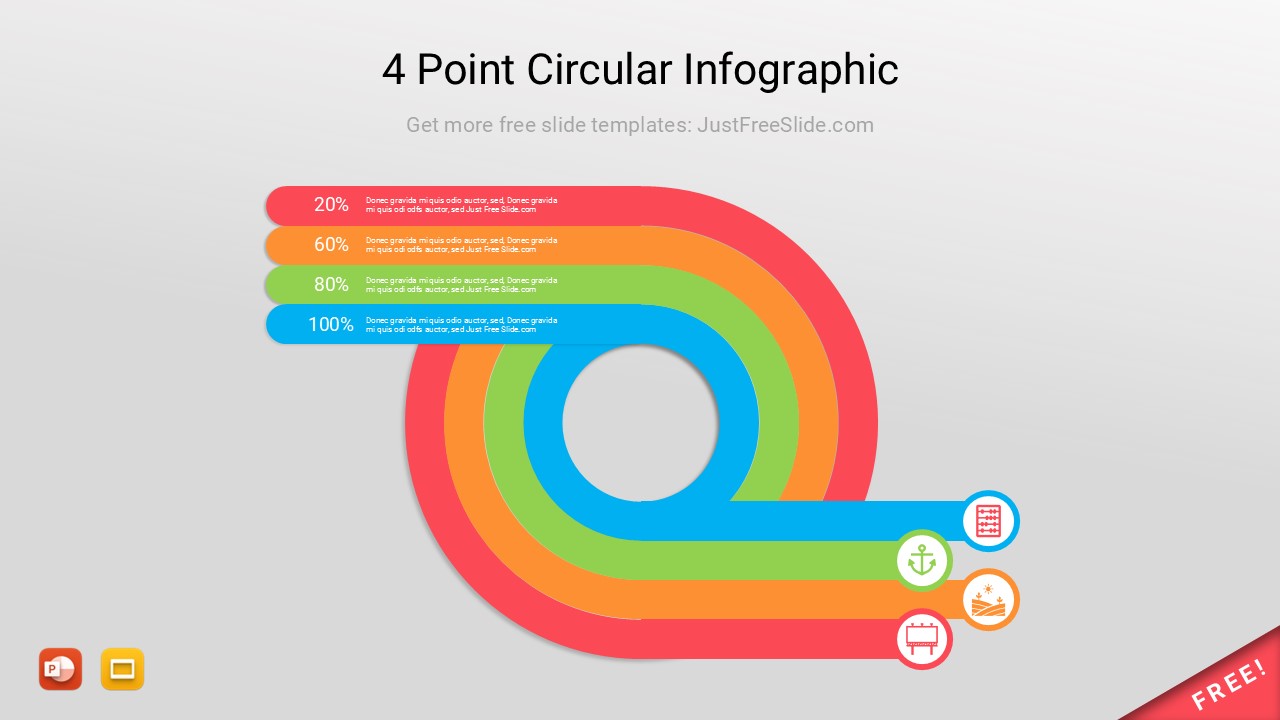 4 Point Circular Infographic PPT Free Download | Just Free Slide